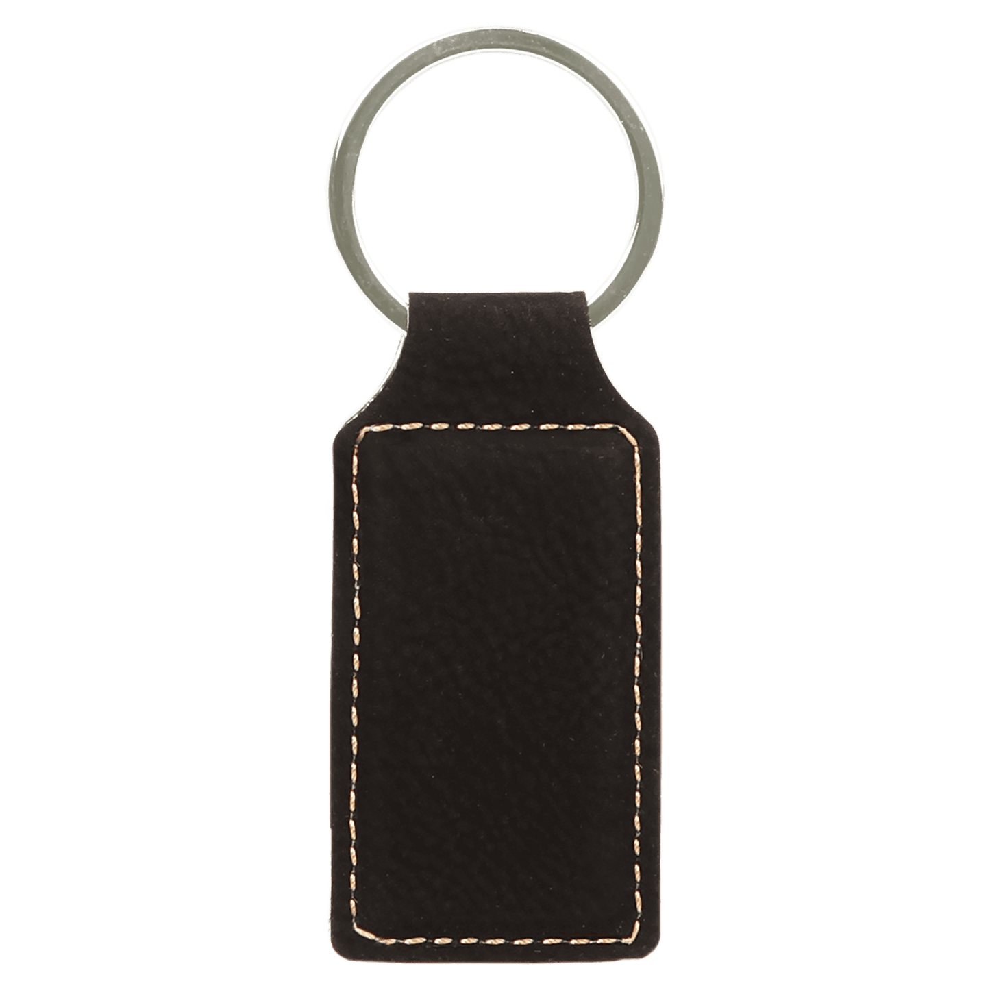 2 3/4" x 1 1/4" Black/Gold Laserable Leatherette Rectangle Keychain-MO