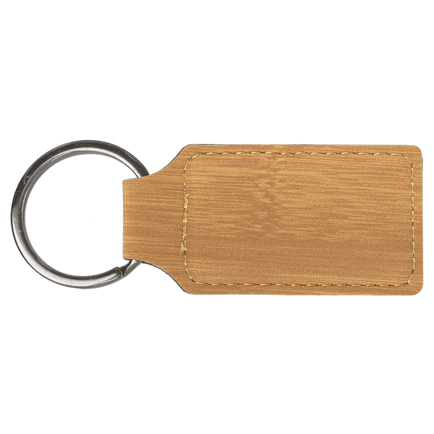 2 3/4" x 1 1/4" Bamboo Laserable Leatherette Rectangle Keychain-MO