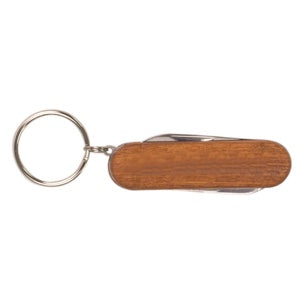 2 1/4" Wooden 3-Function Pocket Knife with Keychain-MO