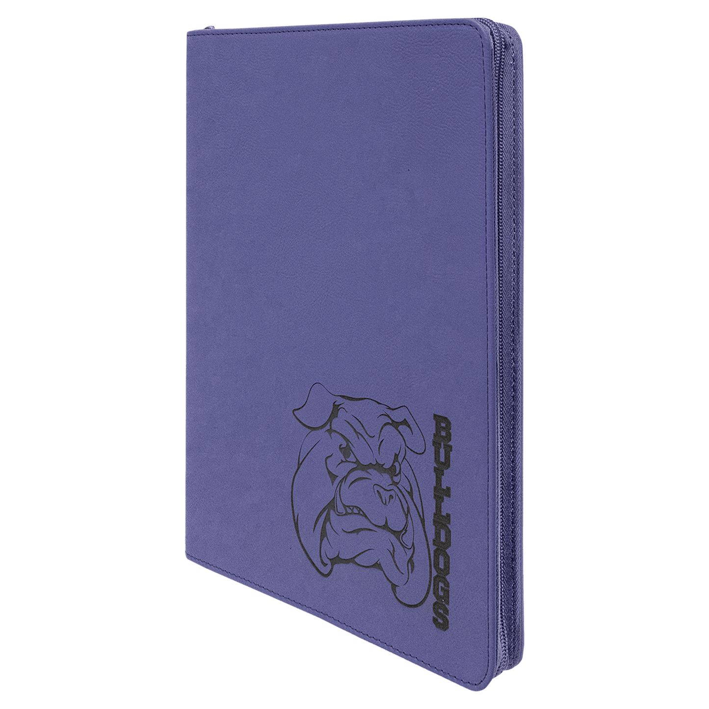 9 1/2" x 12" Purple with Zipper Laserable Leatherette Portfolio with Notepad-MO