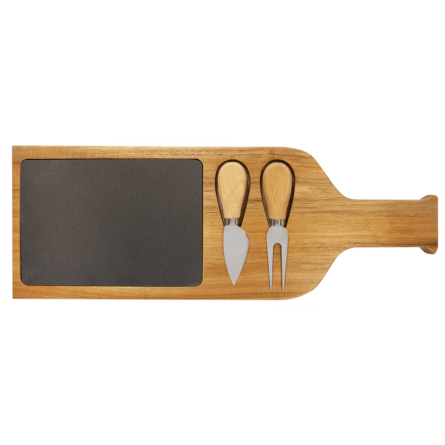 17 1/2" x 6" Acacia Wood/Slate Serving Board with Two Tools-MO