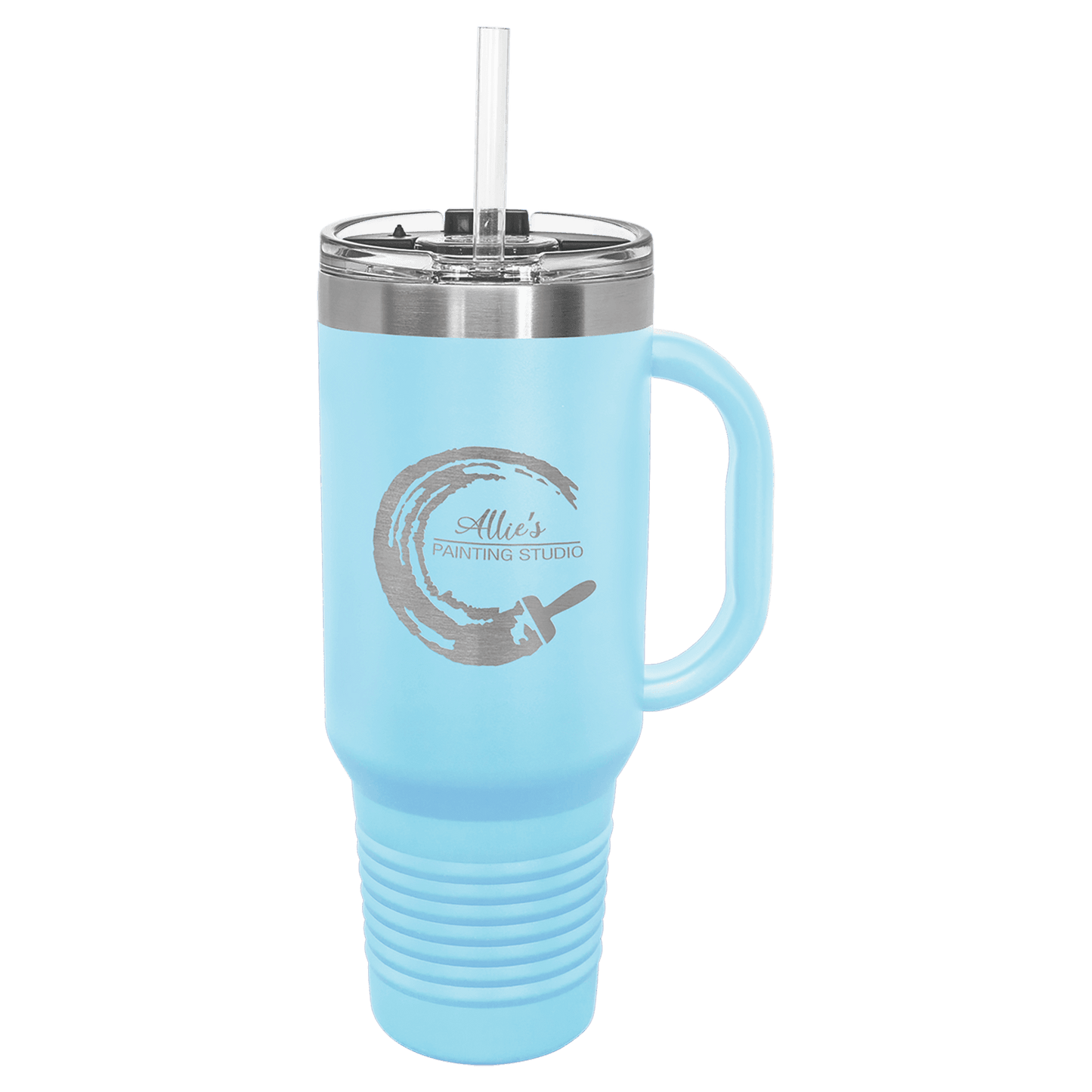 Polar Camel 40 oz. Light Blue Travel Mug with Handle, Straw Included-MO