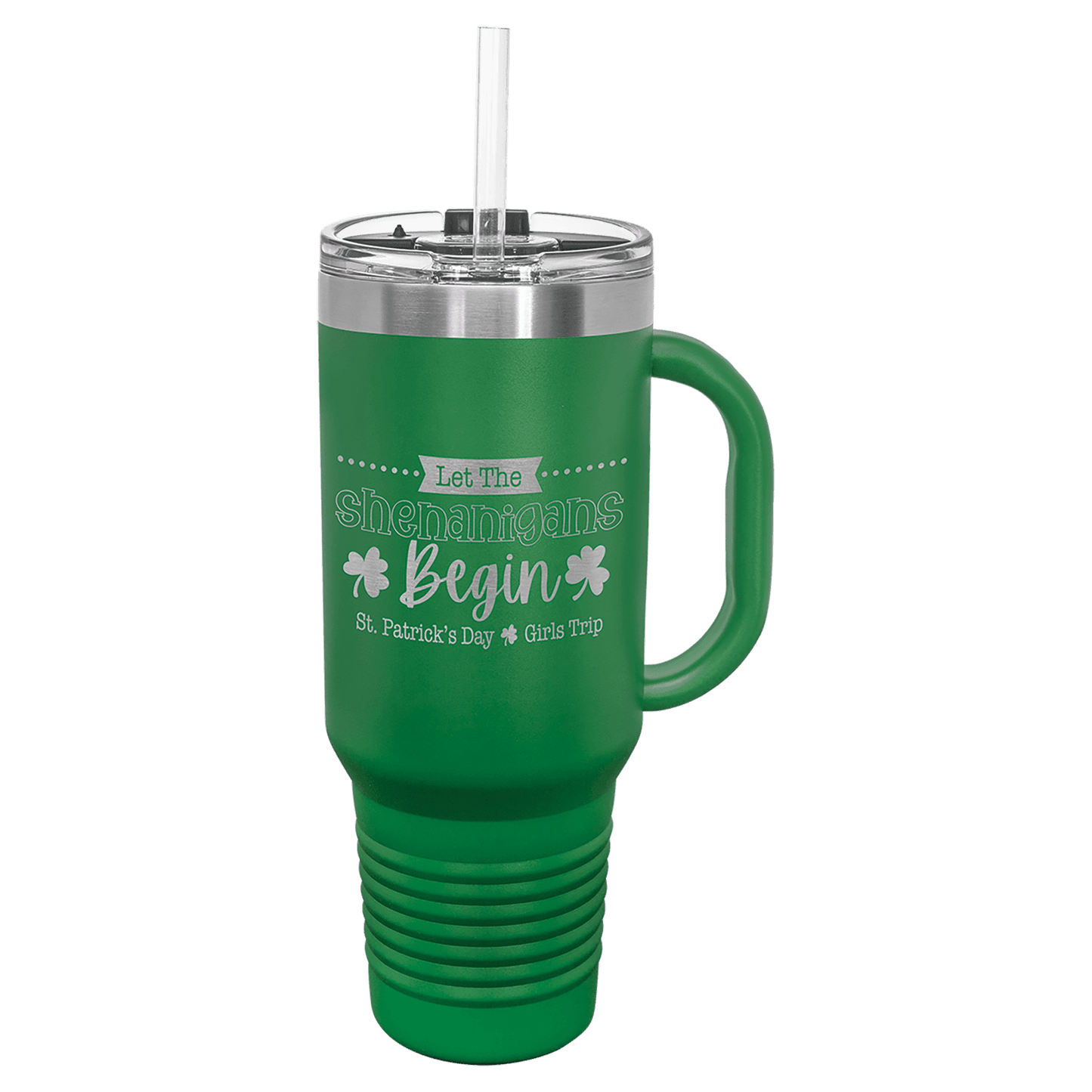 Polar Camel 40 oz. Green Travel Mug with Handle, Straw Included-MO