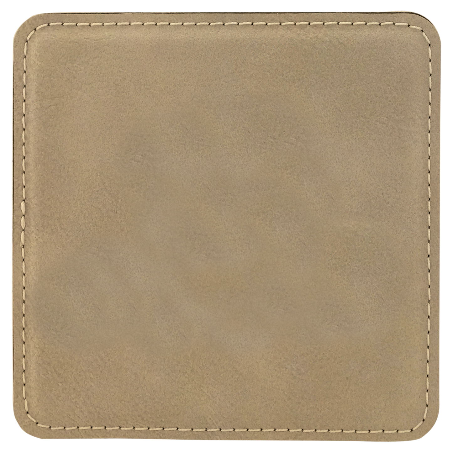 4" x 4" Light Brown Square Laserable Leatherette 6-Coaster Set-MO