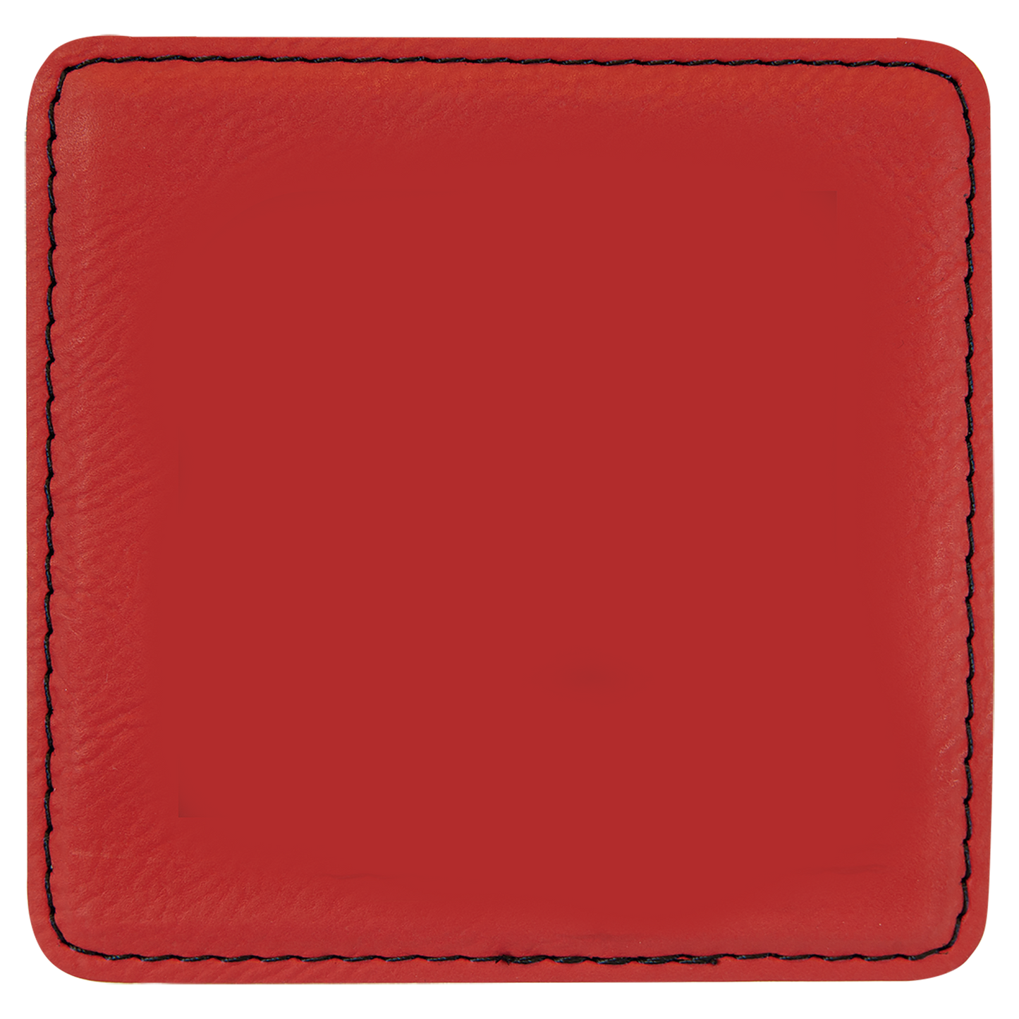 4" x 4" Red Square Laserable Leatherette 6-Coaster Set with Holder-MO