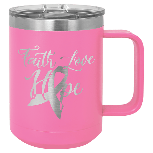 Polar Camel 15 oz. Pink Vacuum Insulated Mug with Slider Lid