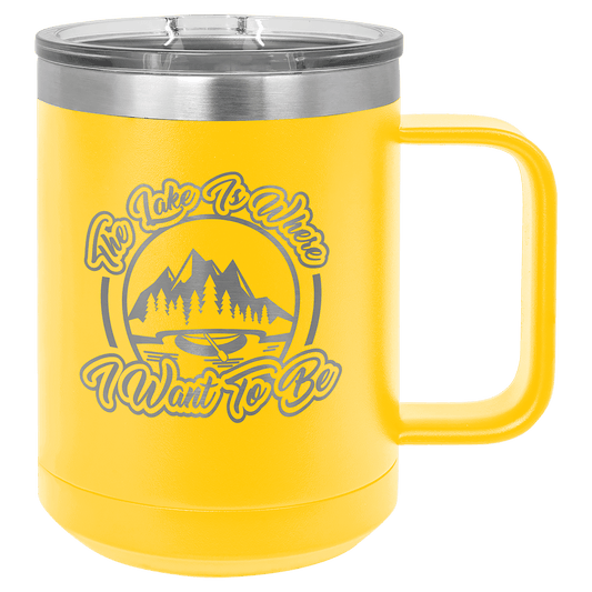 Polar Camel 15 oz. Yellow Vacuum Insulated Mug with Slider Lid