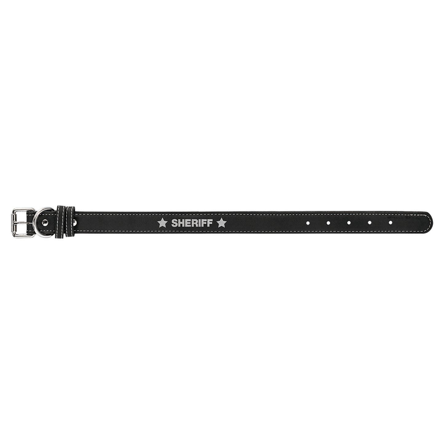 Small 15" x 3/4" Black/Silver Laserable Leatherette Dog Collar