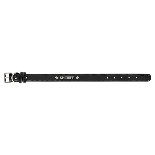 Small 15" x 3/4" Black/Silver Laserable Leatherette Dog Collar