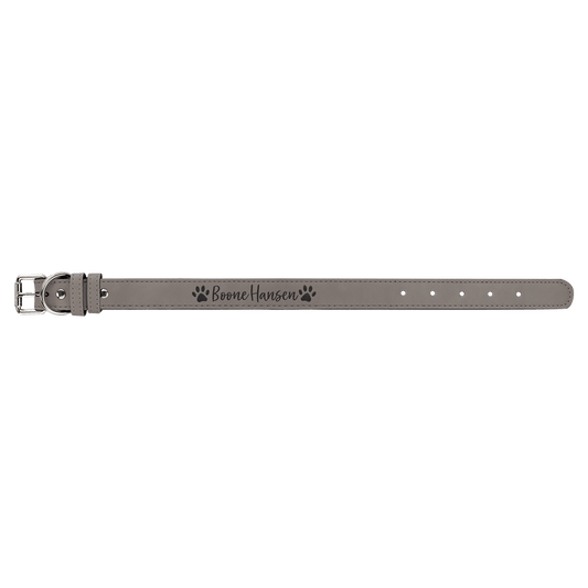 Small 15" x 3/4" Gray Laserable Leatherette Dog Collar