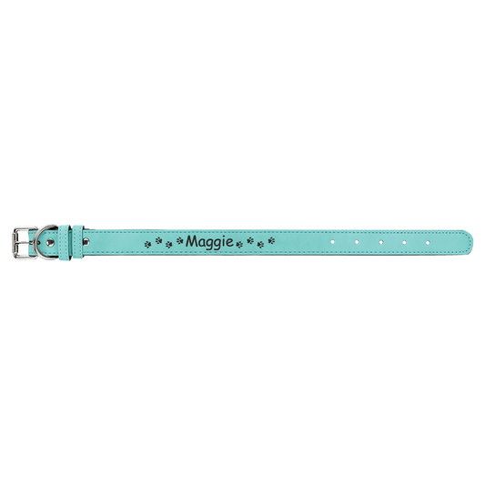 Small 15" x 3/4" Teal Laserable Leatherette Dog Collar