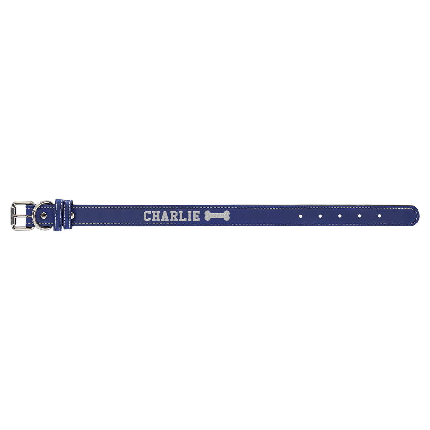 Small 15" x 3/4" Blue/Silver Laserable Leatherette Dog Collar