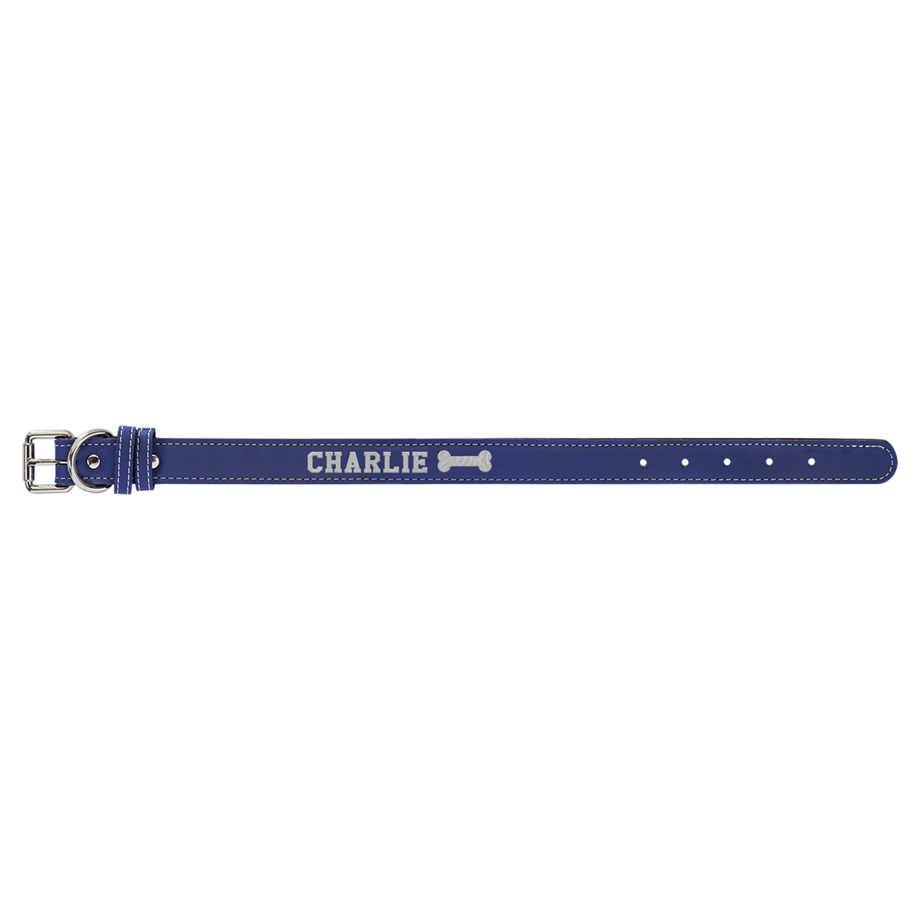 Small 15" x 3/4" Blue/Silver Laserable Leatherette Dog Collar