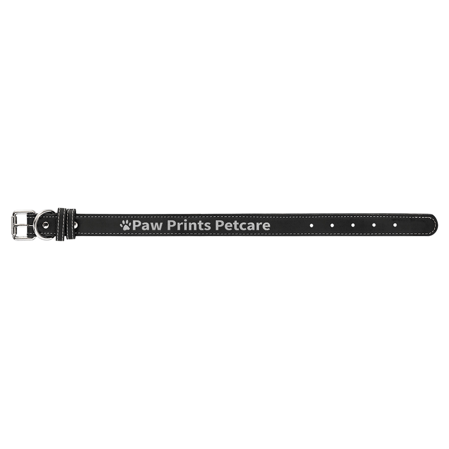 Medium 19" x 1" Black/Silver Laserable Leatherette Dog Collar