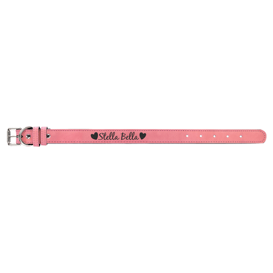 Medium 19" x 1" Pink Laserable Leatherette Dog Collar