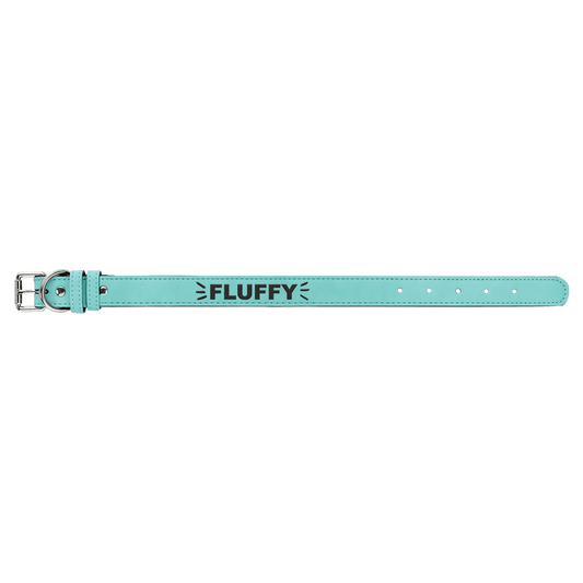 Medium 19" x 1" Teal Laserable Leatherette Dog Collar