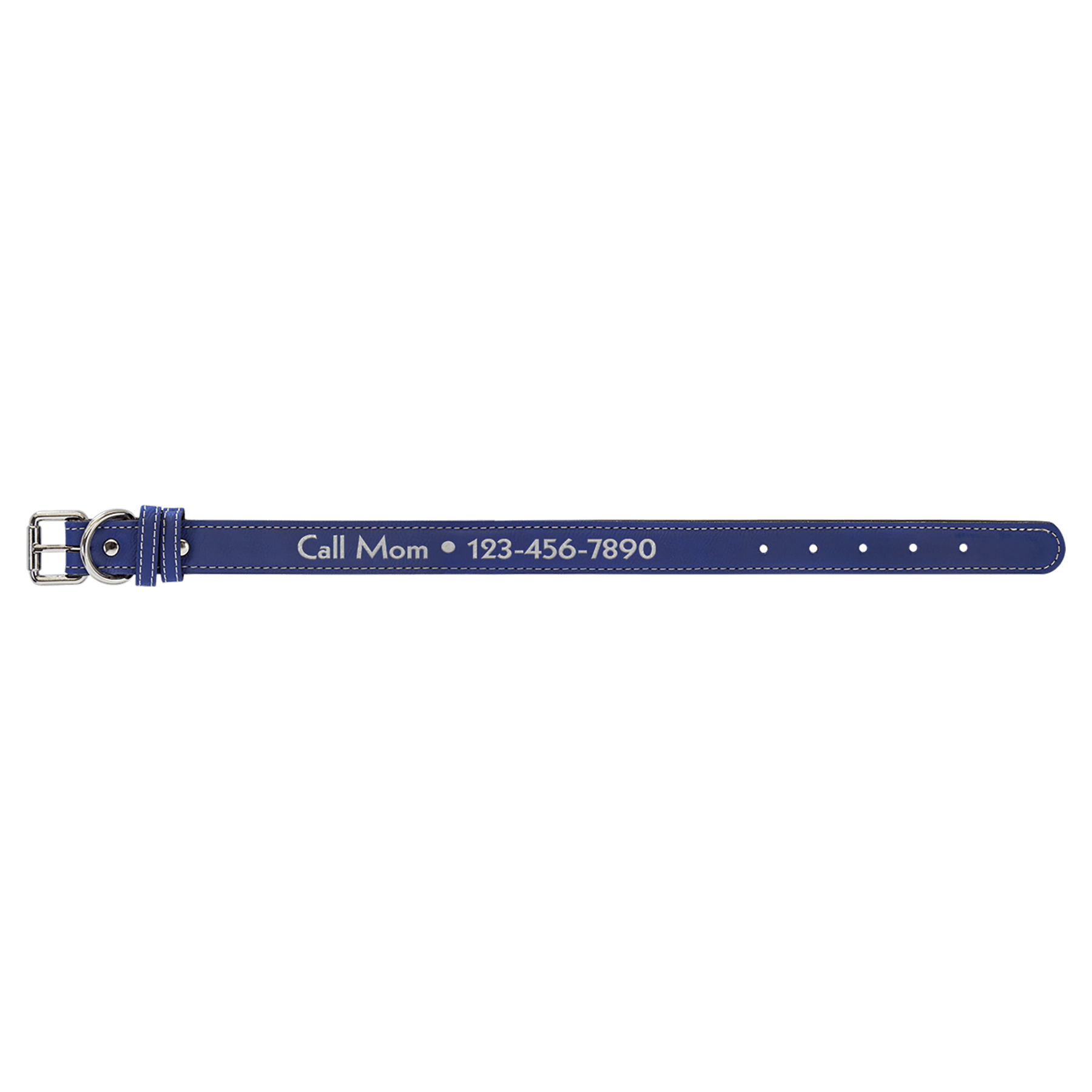 Medium 19" x 1" Blue/Silver Laserable Leatherette Dog Collar