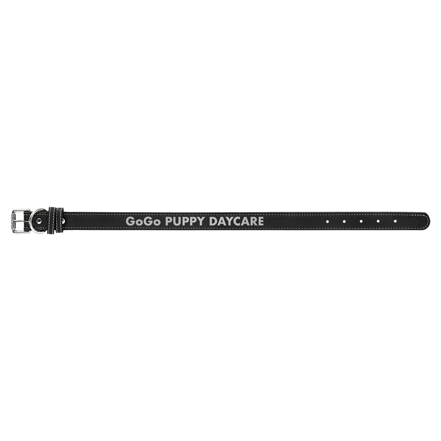 Large 23" x 1" Black/Silver Laserable Leatherette Dog Collar