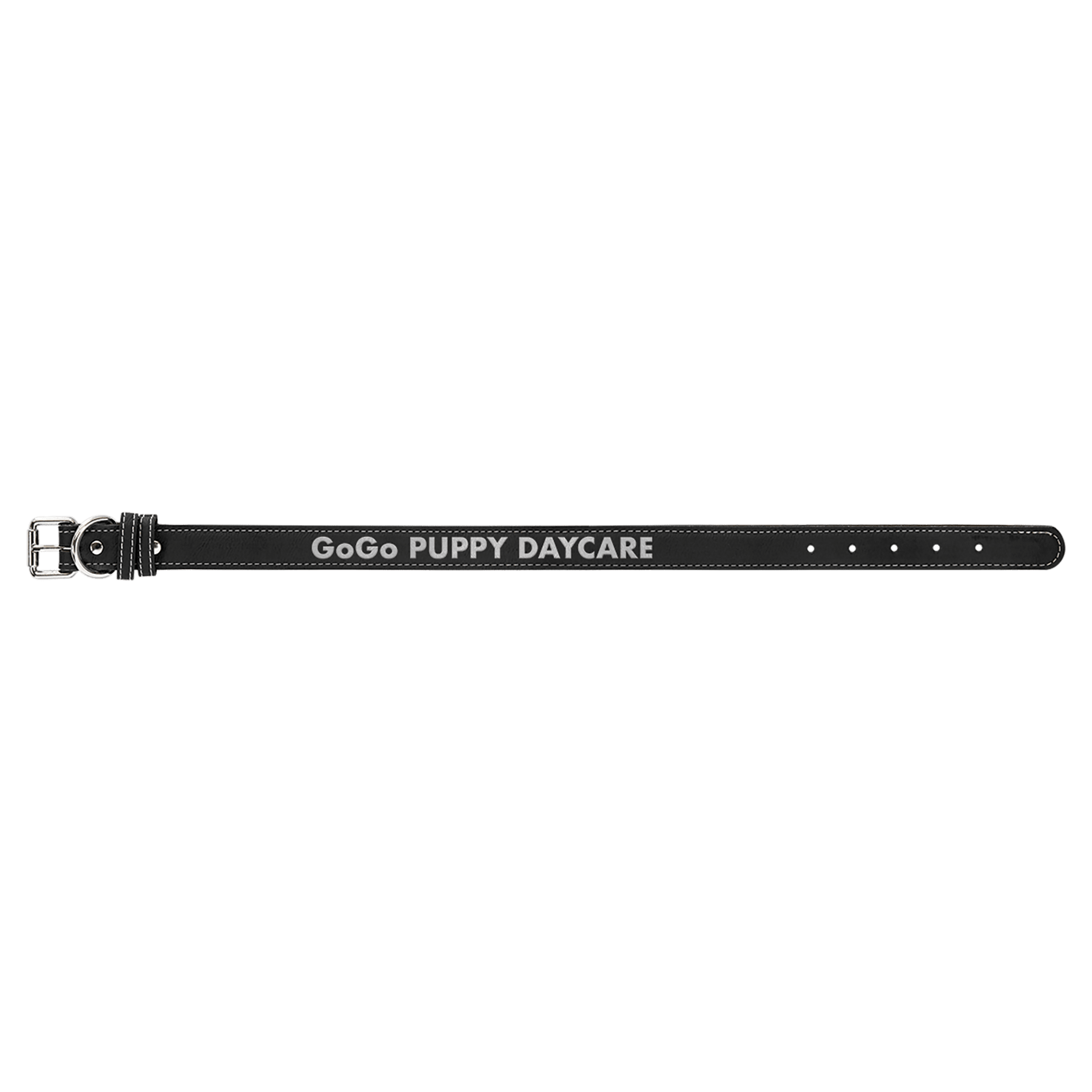 Large 23" x 1" Black/Silver Laserable Leatherette Dog Collar