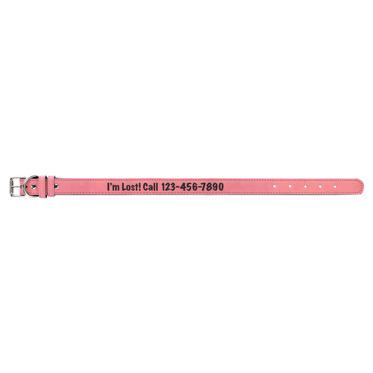 Large 23" x 1" Pink Laserable Leatherette Dog Collar