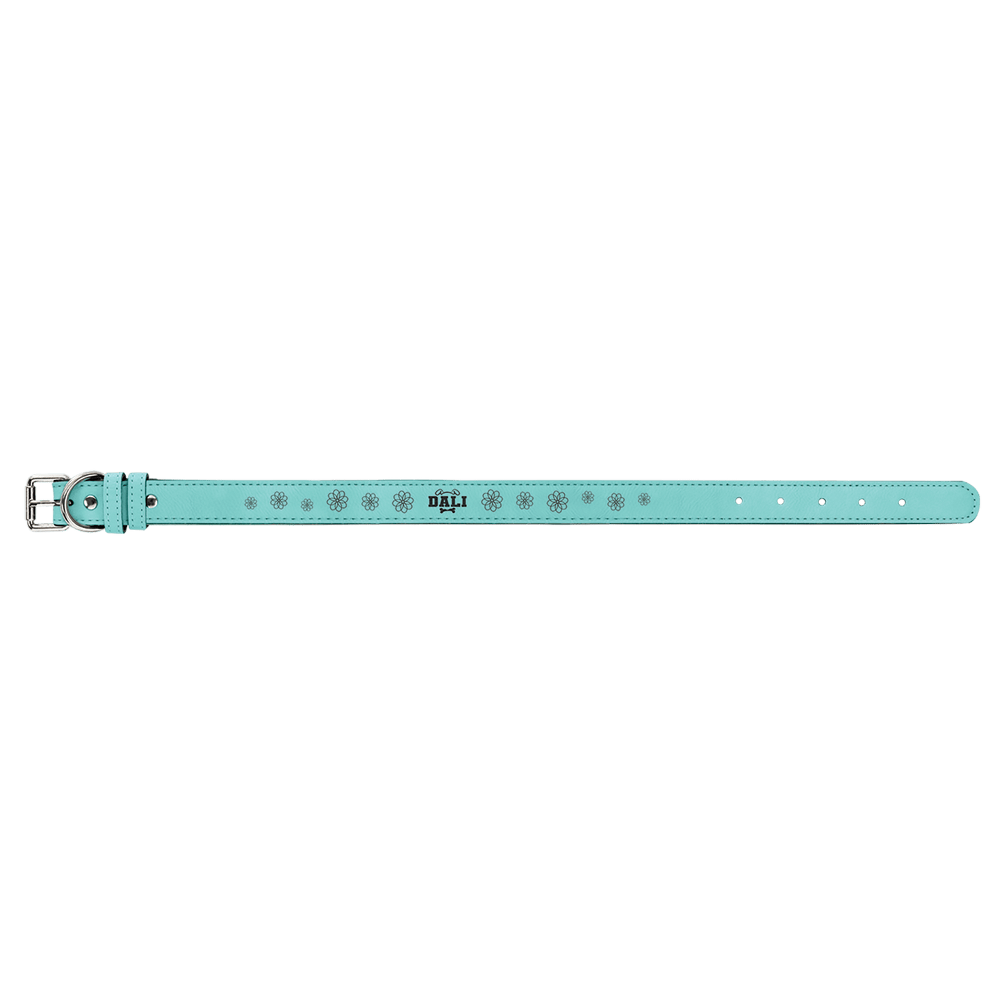 Large 23" x 1" Teal Laserable Leatherette Dog Collar