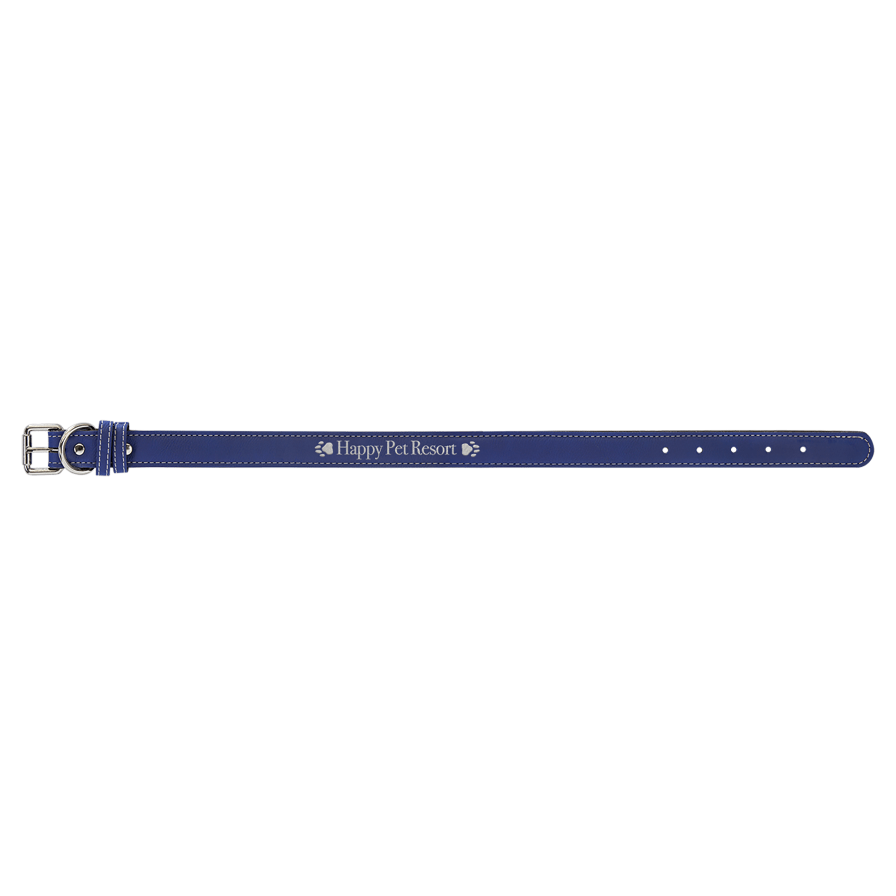 Large 23" x 1" Blue/Silver Laserable Leatherette Dog Collar