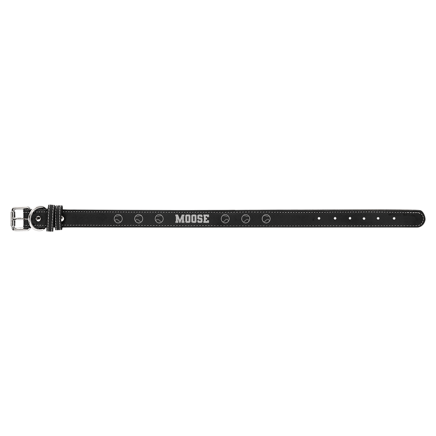 Extra Large 27" x 1 1/4" Black/Silver Laserable Leatherette Dog Collar