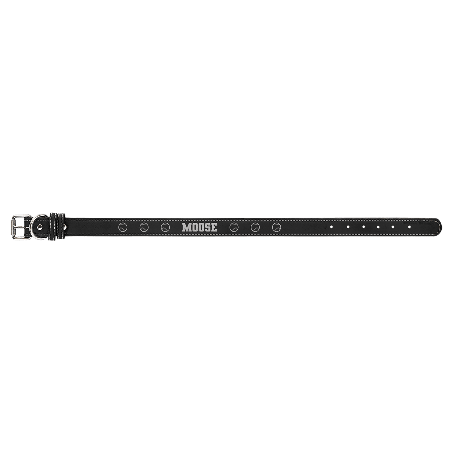 Extra Large 27" x 1 1/4" Black/Silver Laserable Leatherette Dog Collar