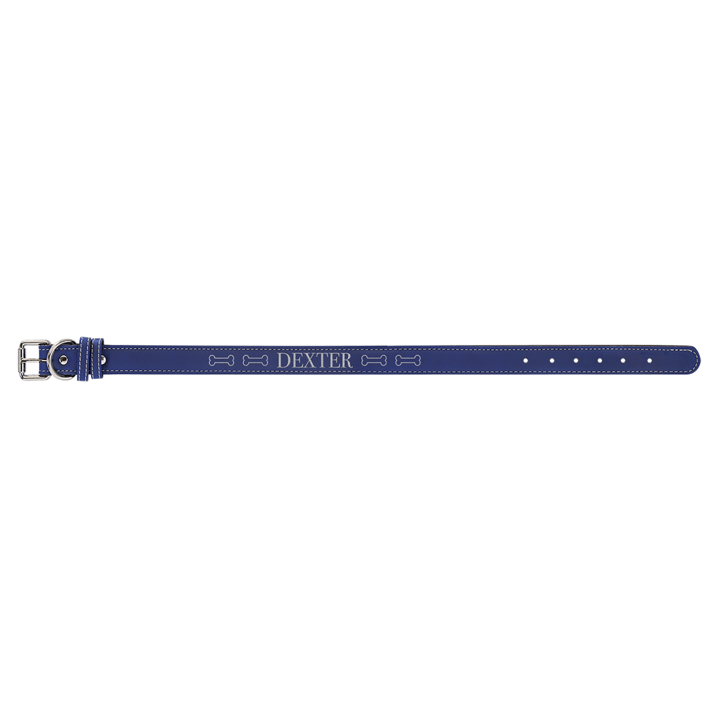 Extra Large 27" x 1 1/4" Blue/Silver Laserable Leatherette Dog Collar