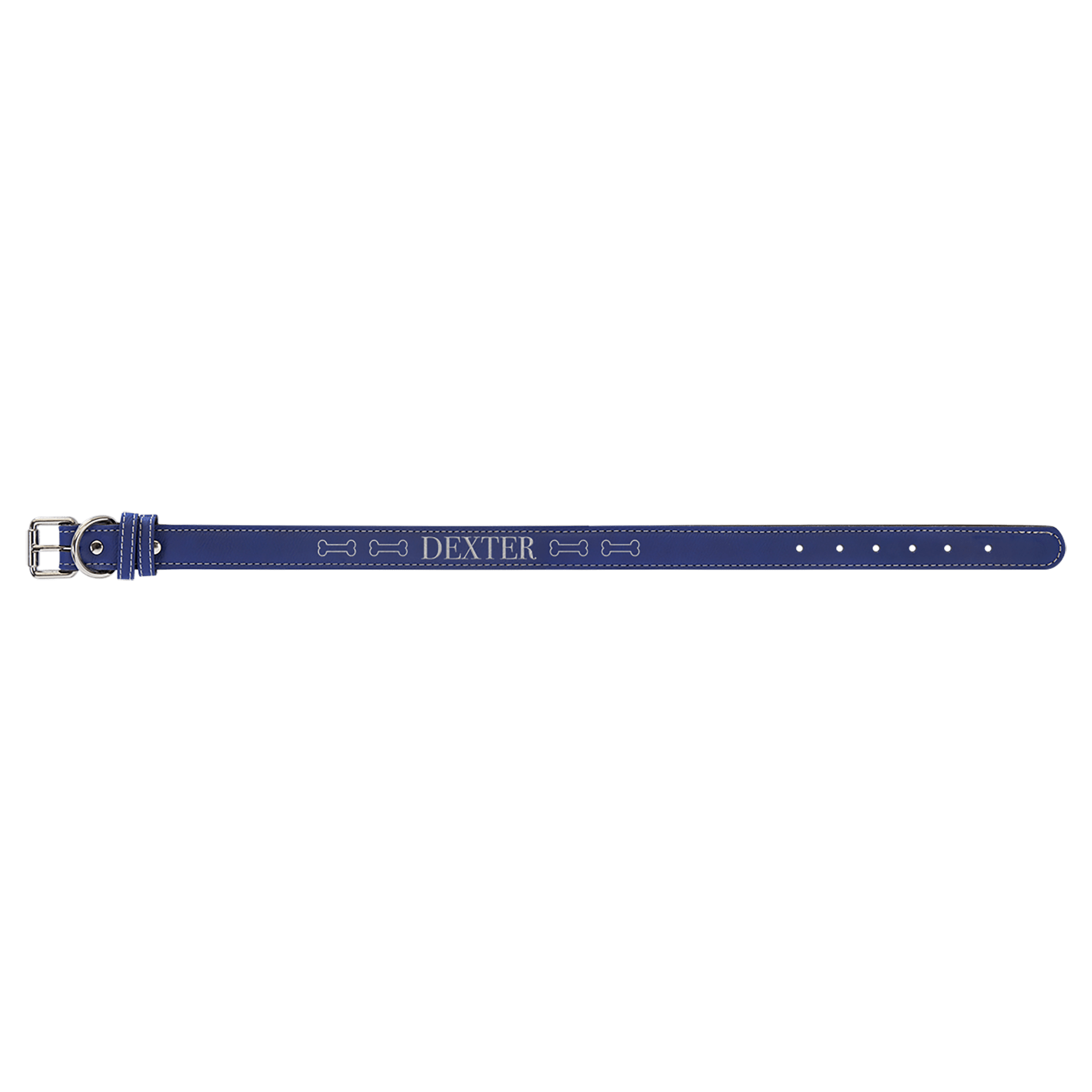 Extra Large 27" x 1 1/4" Blue/Silver Laserable Leatherette Dog Collar