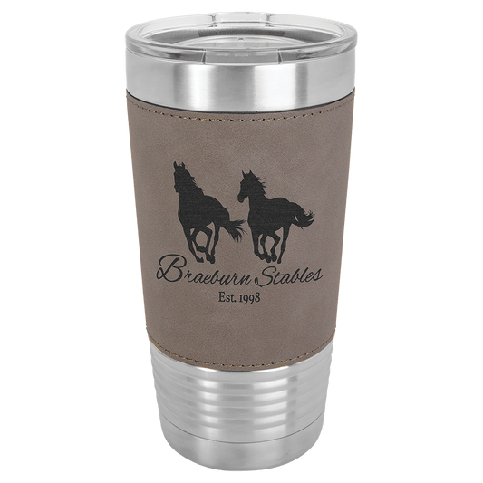 Polar Camel 20 oz. Gray Laserable Leatherette Tumbler with Clear Lid