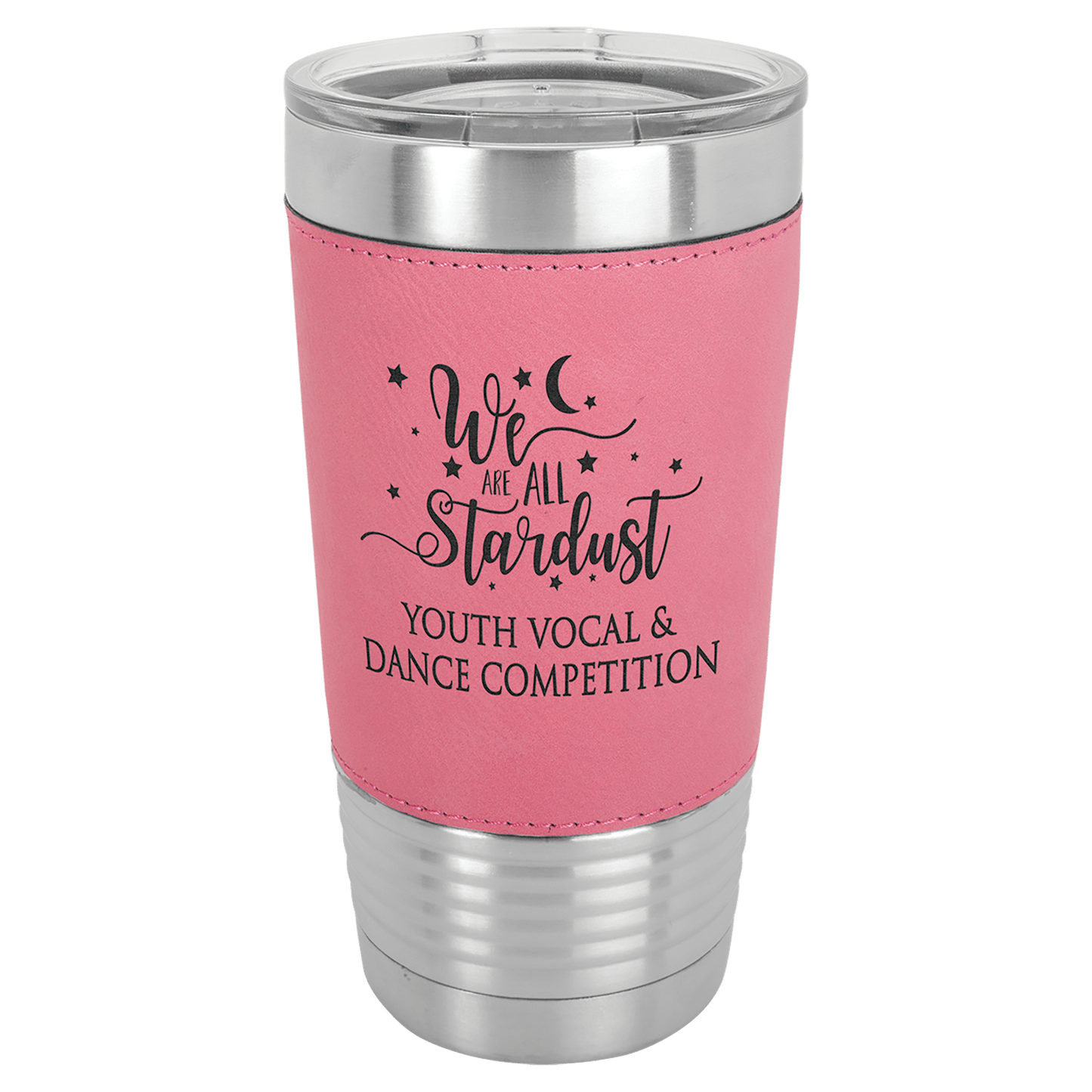 Polar Camel 20 oz. Pink Laserable Leatherette Tumbler with Clear Lid