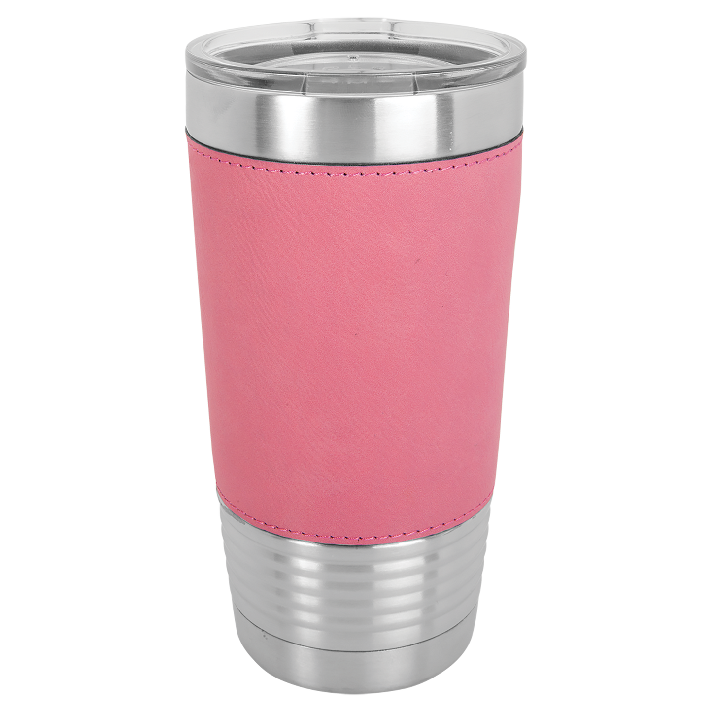 Polar Camel 20 oz. Pink Laserable Leatherette Tumbler with Clear Lid-MO