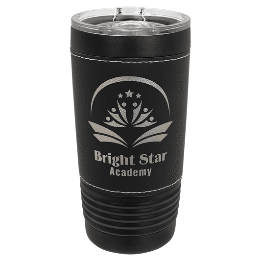 Polar Camel 20 oz. Black with Black/Silver Leatherette Tumbler with Slider Lid