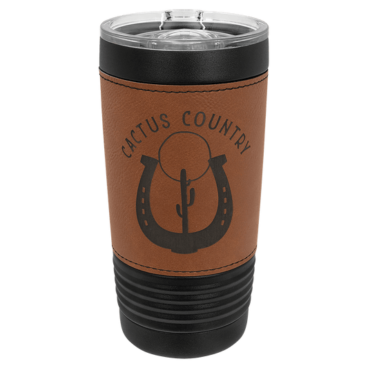 Polar Camel 20 oz. Black with Rawhide Leatherette Tumbler with Slider Lid