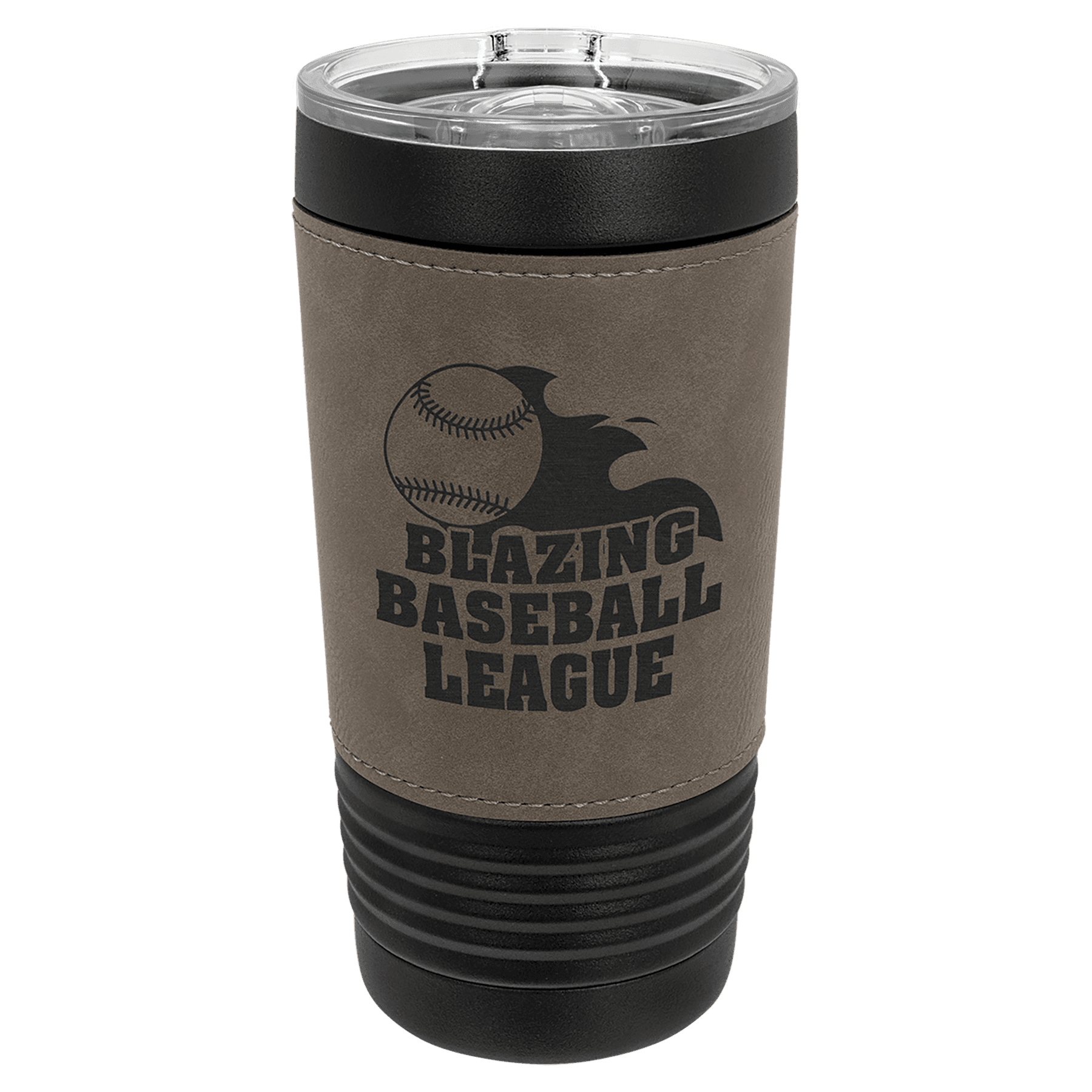 Polar Camel 20 oz. Black with Gray Leatherette Tumbler with Slider Lid