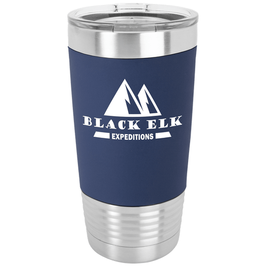 Polar Camel 20 oz. Navy Blue/White Tumbler with Silicone Grip and Clear Lid