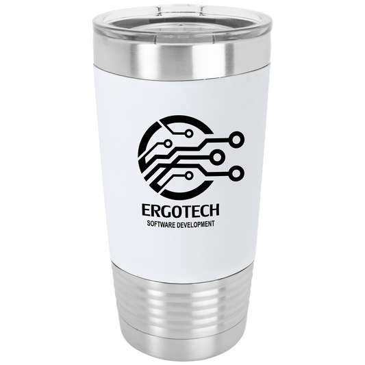 20 oz. Polar Camel White/Black Tumbler with Silicone Grip and Clear Lid