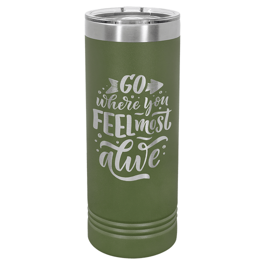 Polar Camel 22 oz. Olive Green Skinny Tumbler with Slider Lid