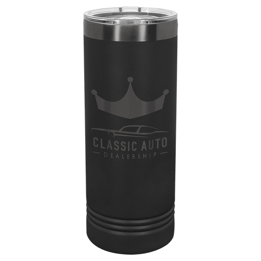 Polar Camel 22 oz. Black/Ghost Black ION-Plated Skinny Tumbler with Slider Lid