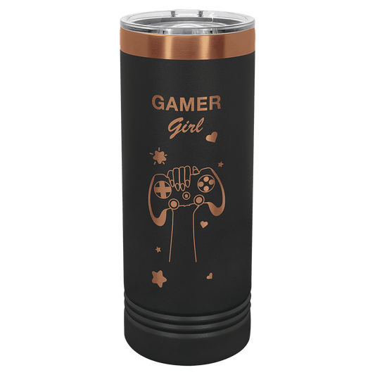 Polar Camel 22 oz. Black/Rose Gold ION-Plated Skinny Tumbler with Slider Lid