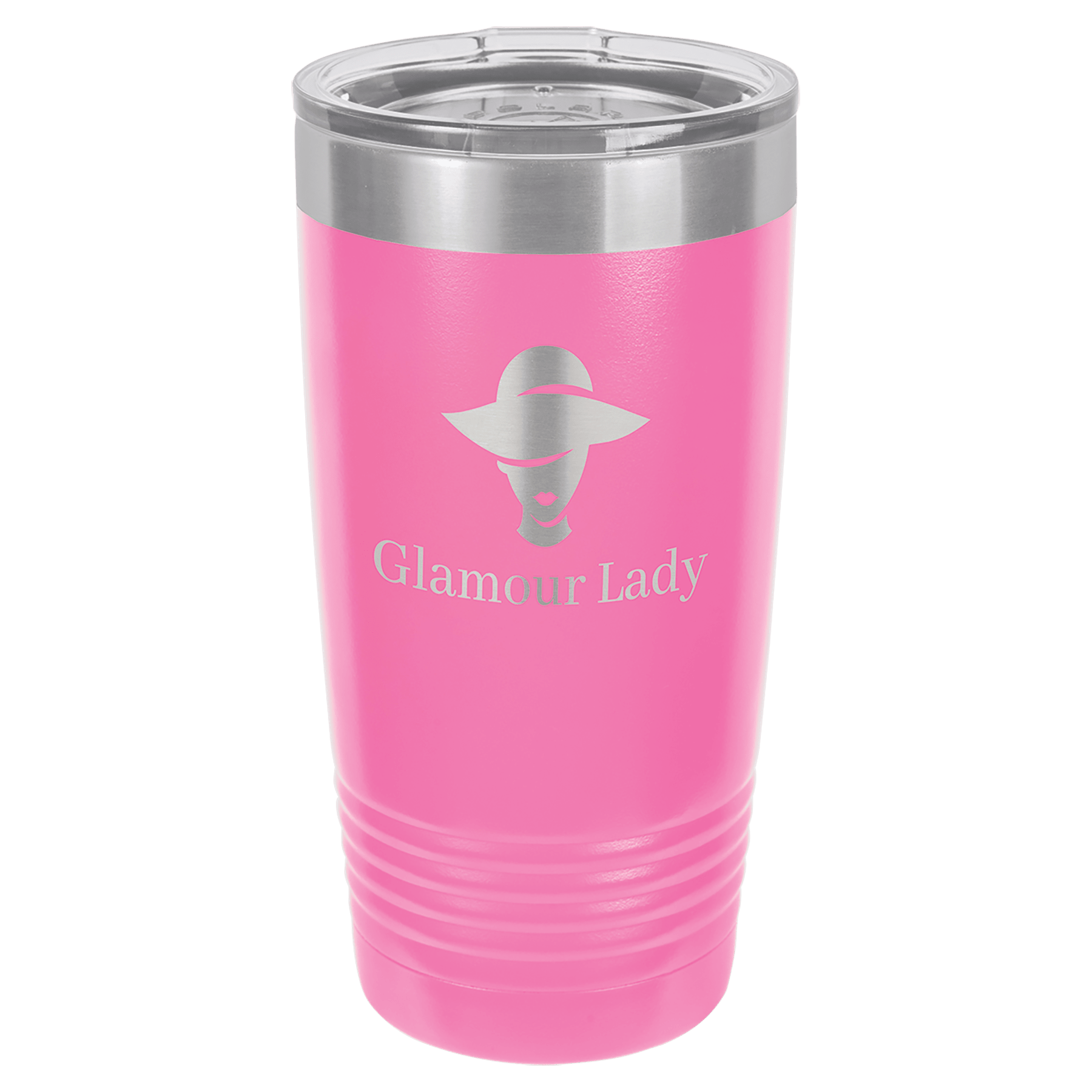 Polar Camel 20 oz. Pink Vacuum Insulated Ringneck Tumbler with Clear Lid