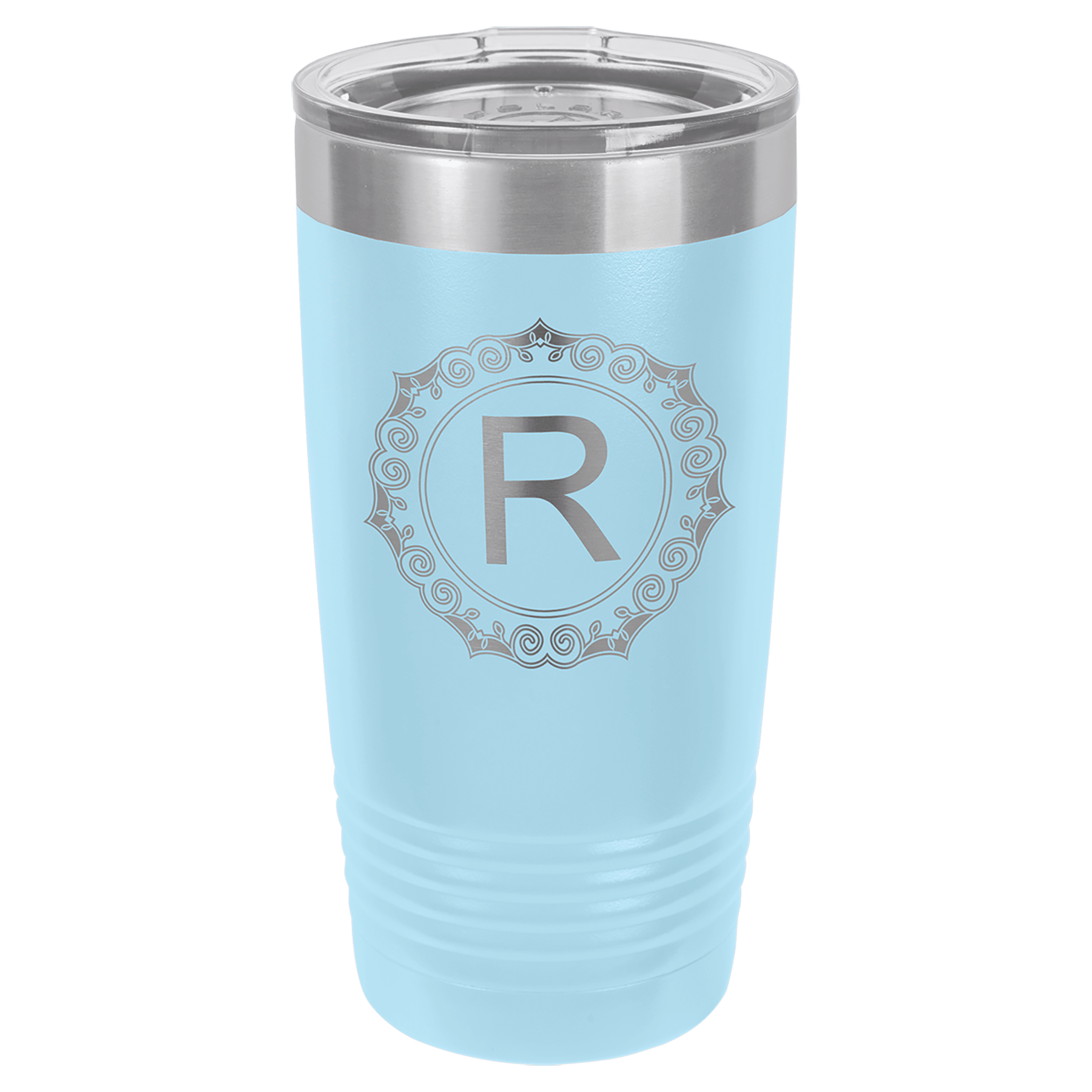 Polar Camel 20 oz. Light Blue Vacuum Insulated Ringneck Tumbler with Clear Lid