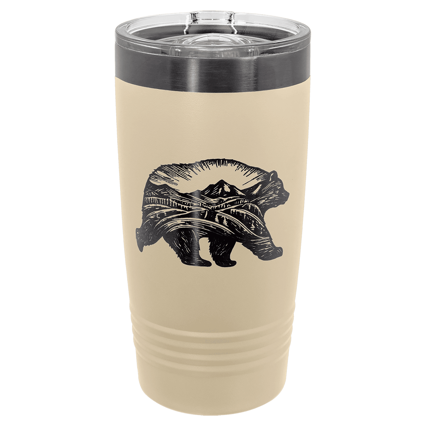 Polar Camel 20 oz. Warm Sand/Ghost Black ION-Plated Ringneck Tumbler with Slider Lid