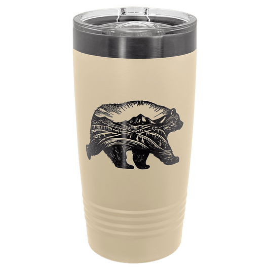 Polar Camel 20 oz. Warm Sand/Ghost Black ION-Plated Ringneck Tumbler with Slider Lid