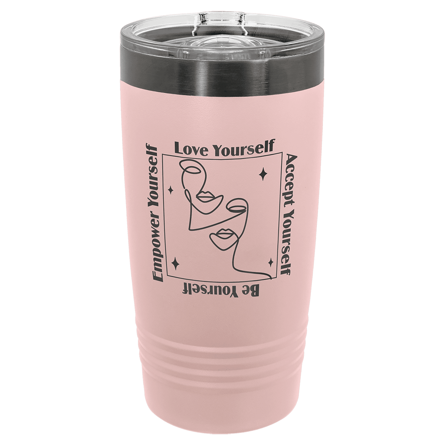 Polar Camel 20 oz. Blush/Ghost Black ION-Plated Ringneck Tumbler with Slider Lid