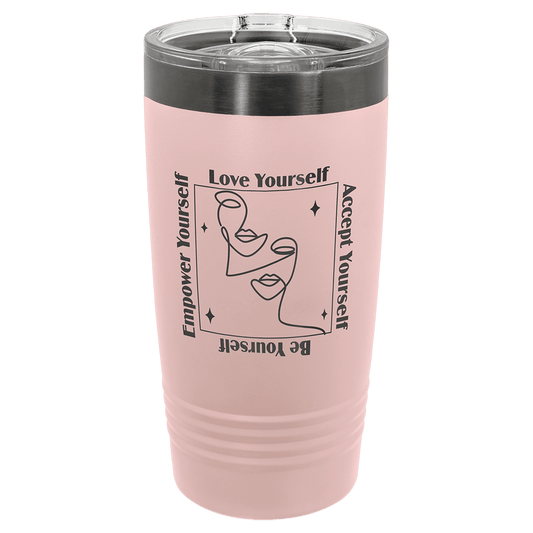 Polar Camel 20 oz. Blush/Ghost Black ION-Plated Ringneck Tumbler with Slider Lid