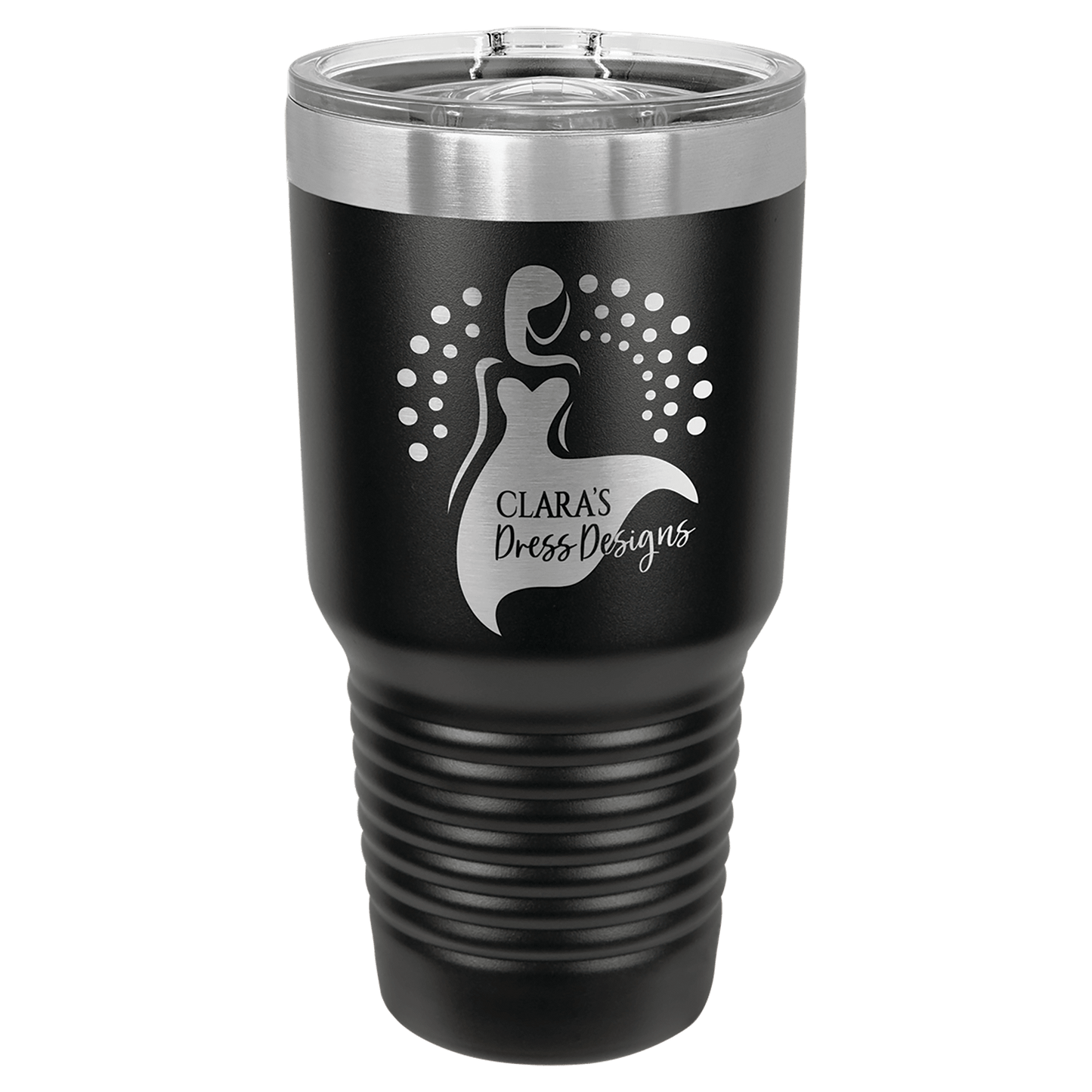 Polar Camel 30 oz. Black Insulated Ringneck Tumbler with Slider Lid and Silver Ring