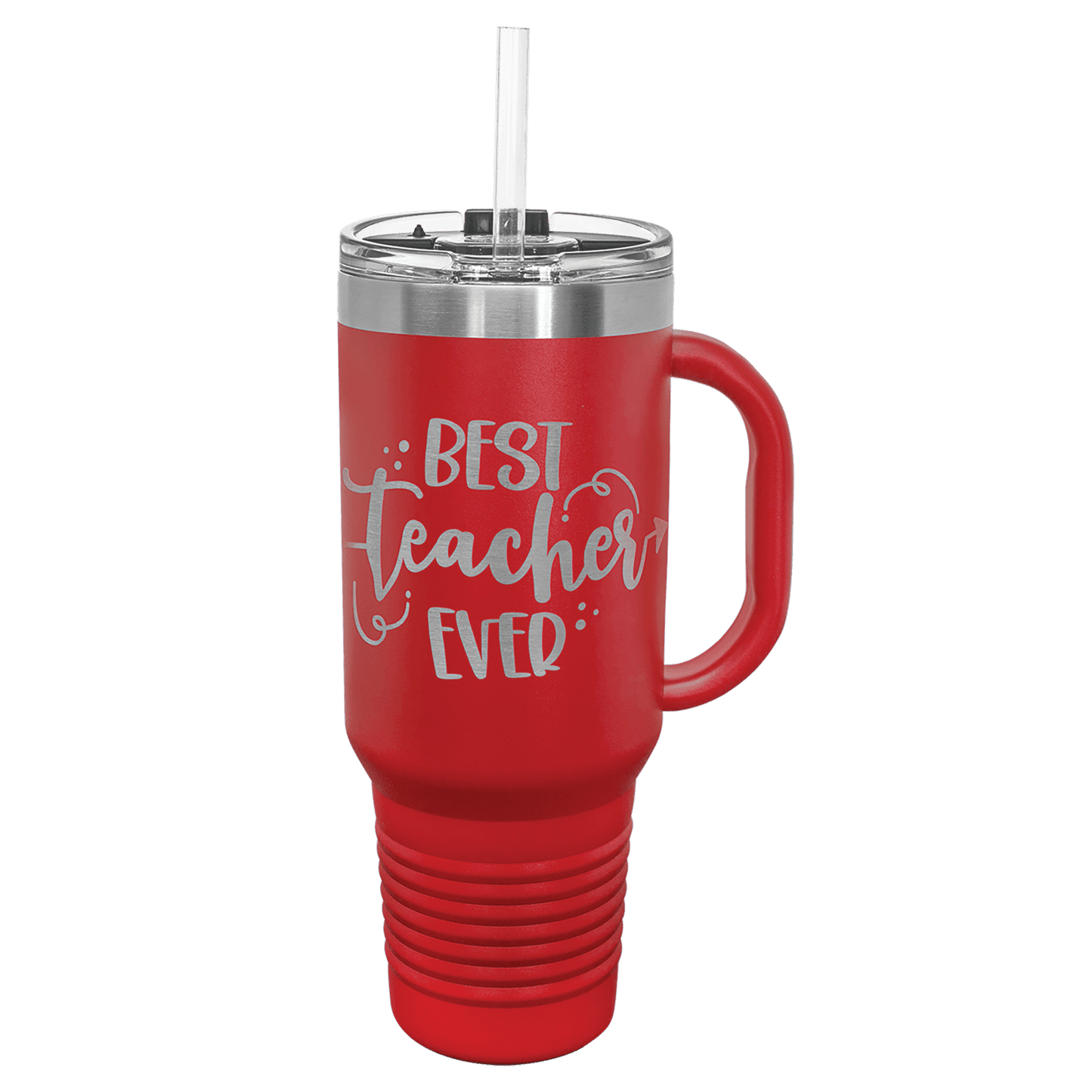 Polar Camel 40 oz. Red Travel Mug with Handle, Straw Included