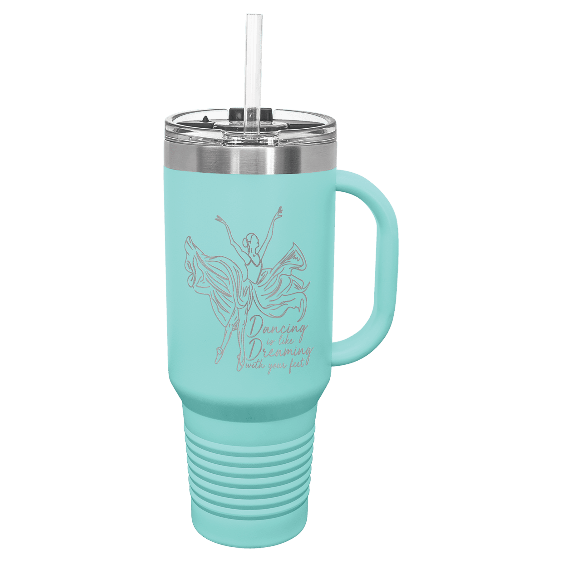 Polar Camel 40 oz. Teal Travel Mug with Handle, Straw Included